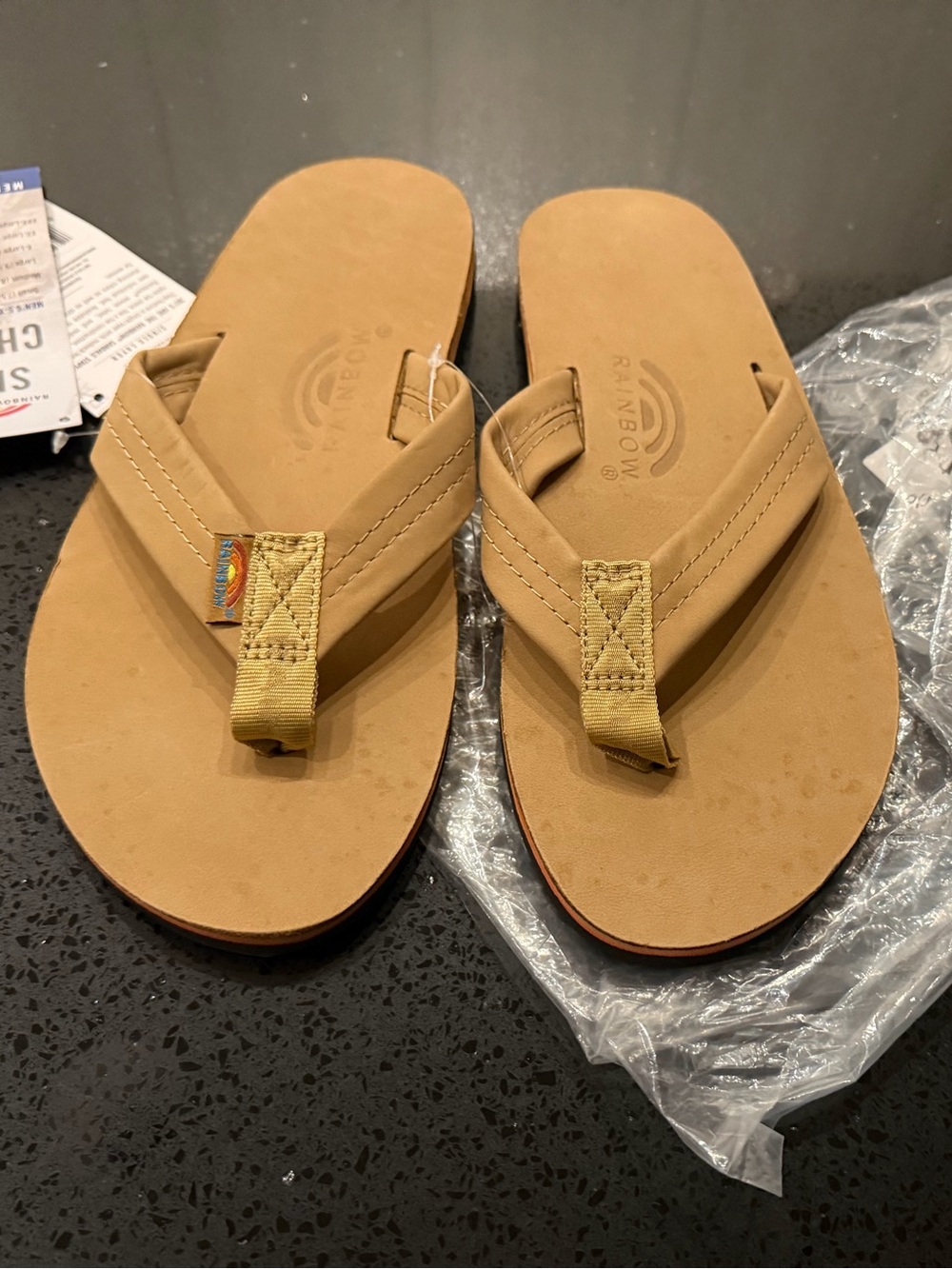 Rainbow Sierra Brown Leather Single Layer Red Sandals [NWT]